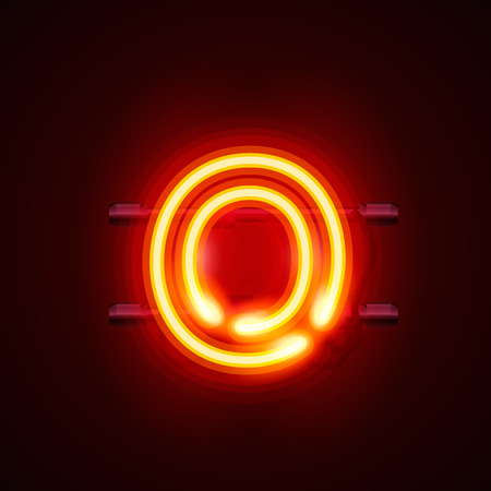 Neon font letter o, art design. Vector illustrationのイラスト素材