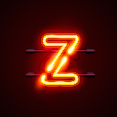 Neon font letter z, art design. Vector illustrationのイラスト素材