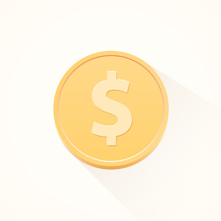 Simple flat cartoon dollar coin. Vector illustrationのイラスト素材