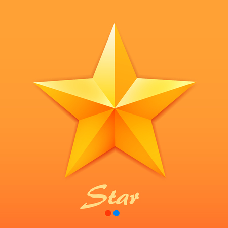 Golden star on orange background. Star Icon. Star background. Vector illustrationのイラスト素材