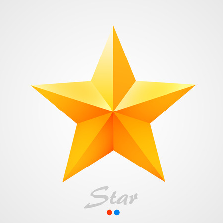 Golden star on orange background. Vector illustrationのイラスト素材