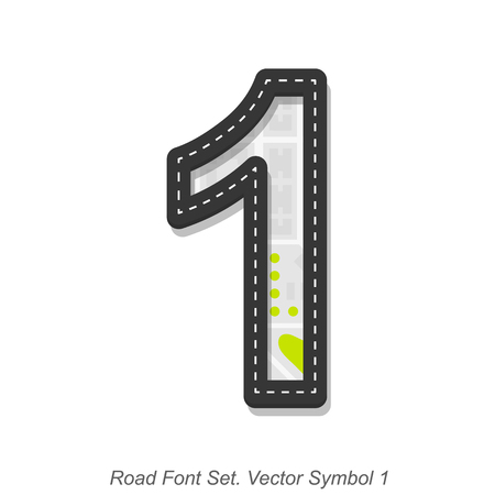 Road font sign, Symbol 1, Object on a white background, Vector illustrationのイラスト素材