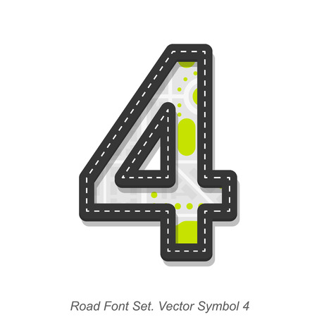 Road font sign, Symbol 4, Object on a white background, Vector illustrationのイラスト素材
