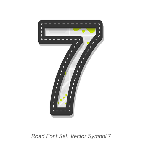 Road font sign, Symbol 7, Object on a white background, Vector illustrationのイラスト素材