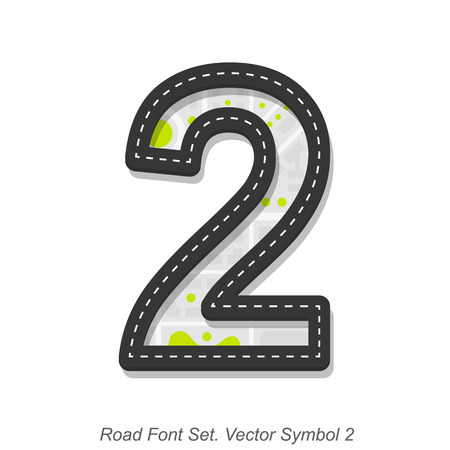 Road font sign, Symbol 2, Object on a white background, Vector illustrationのイラスト素材