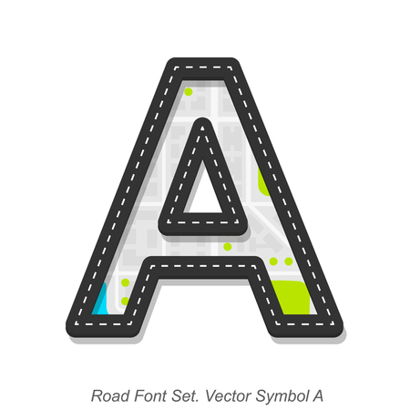 Road font sign, Symbol A, Object on a white background, Vector illustrationのイラスト素材