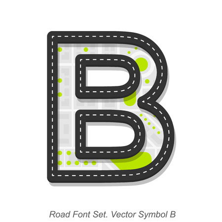 Road font sign, Symbol B, Object on a white background, Vector illustrationのイラスト素材