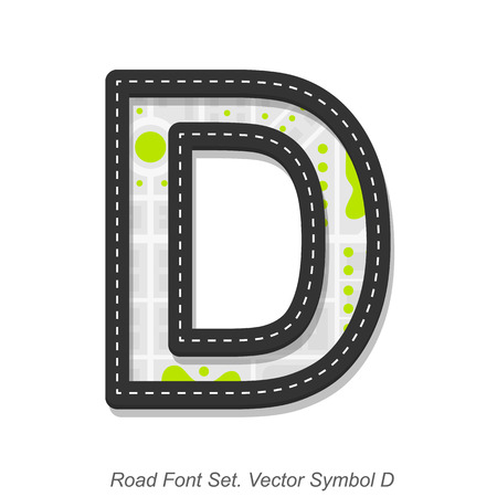 Road font sign, Symbol D, Object on a white background, Vector illustrationのイラスト素材