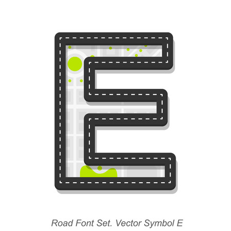 Road font sign, Symbol E, Object on a white background, Vector illustrationのイラスト素材