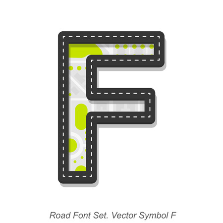 Road font sign, Symbol F, Object on a white background, Vector illustrationのイラスト素材