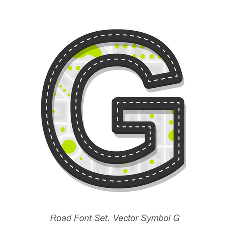 Road font sign, Symbol G, Object on a white background, Vector illustrationのイラスト素材