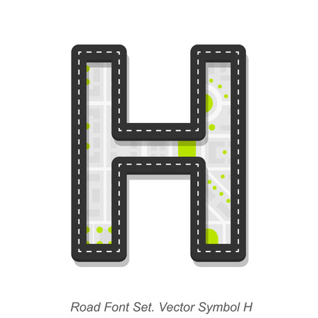 Road font sign, Symbol H, Object on a white background, Vector illustrationのイラスト素材