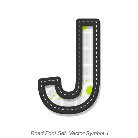 Road font sign, Symbol J, Object on a white background, Vector illustrationのイラスト素材