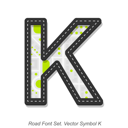 Road font sign, Symbol K, Object on a white background, Vector illustrationのイラスト素材