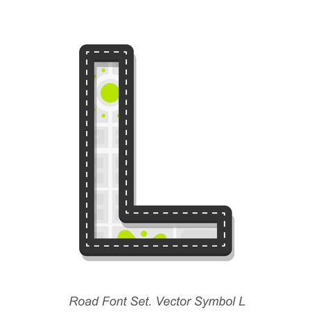 Road font sign, Symbol L, Object on a white background, Vector illustrationのイラスト素材
