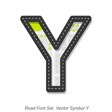 Road font sign, Symbol Y, Object on a white background, Vector illustrationのイラスト素材