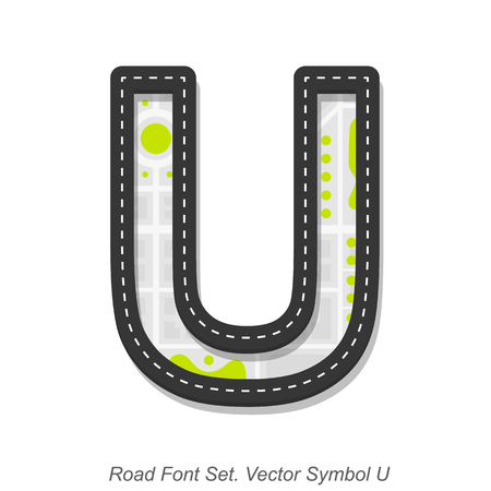 Road font sign, Symbol U, Object on a white background, Vector illustrationのイラスト素材