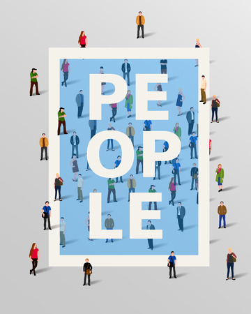Group of people border design elements. Vector illustration. Background with people. Community concept.のイラスト素材