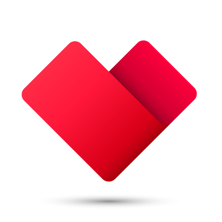 Heart ribbon sign 3d logo red icon, Vector illustrationのイラスト素材