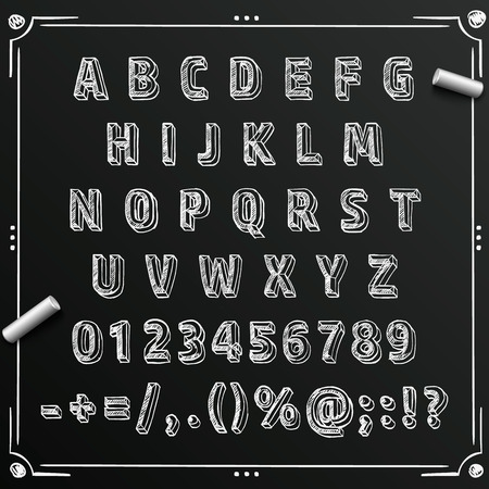 Chalkboard sketch font abc sign, set letterのイラスト素材