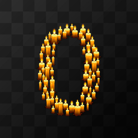 Tribulation numbers 0 of candles, transparent background, template design elementのイラスト素材
