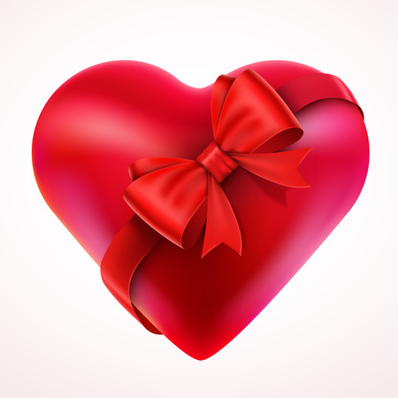 Red Valentine Heart gift with Bow and tape.のイラスト素材