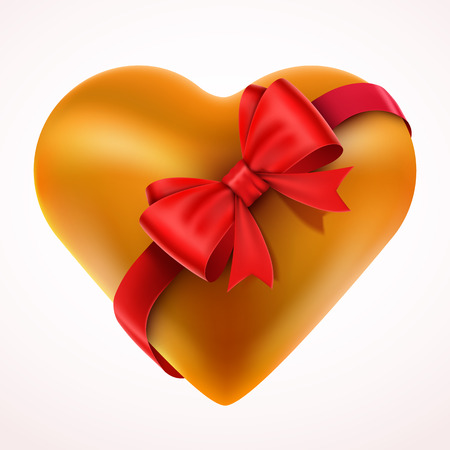 Yellow Valentine Heart gift with Bow and tape.のイラスト素材