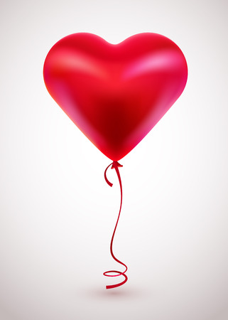 Red balloon in form of heart on light background.のイラスト素材