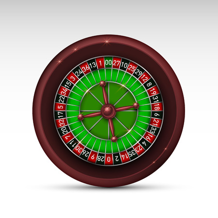 Realistic casino gambling roulette wheel isolated on white backgroundのイラスト素材