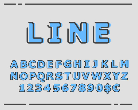 Vector trendy flat font with abstract lines.のイラスト素材