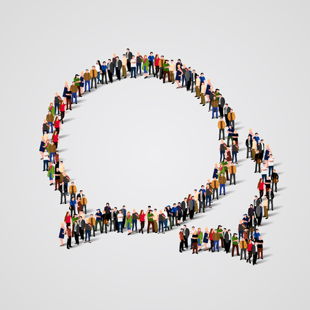 Large group of people in the chat bubbles shape.のイラスト素材