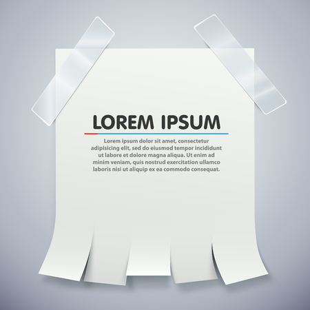 Blank advertisement with tear off tabs and adhesive tape. Ad concept.のイラスト素材