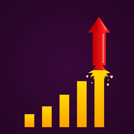 Increasing graph with rocketのイラスト素材