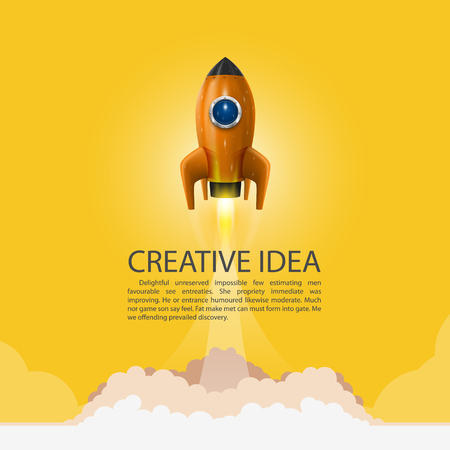 Space rocket launch. Rocket background, Rocket product cover, Startup creative idea, Vector illustrationのイラスト素材