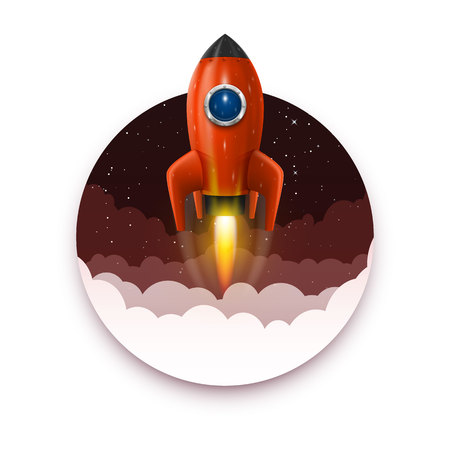 Space rocket launch, Startup creative idea, Rocket background, Vector illustrationのイラスト素材