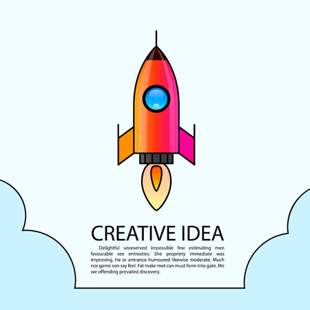 Space rocket launch. Rocket creative startup, Vector illustrationのイラスト素材