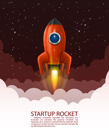 Space rocket launch, Startup creative idea, Rocket background, Vector illustrationのイラスト素材