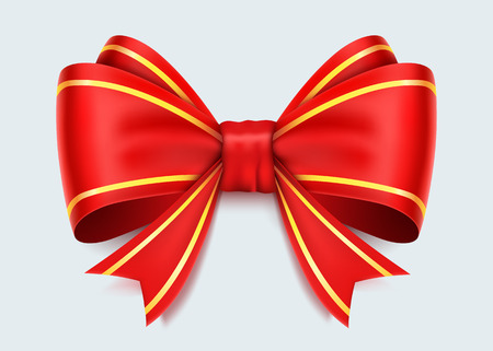 Realistic red and gold  bow isolated on white background.のイラスト素材