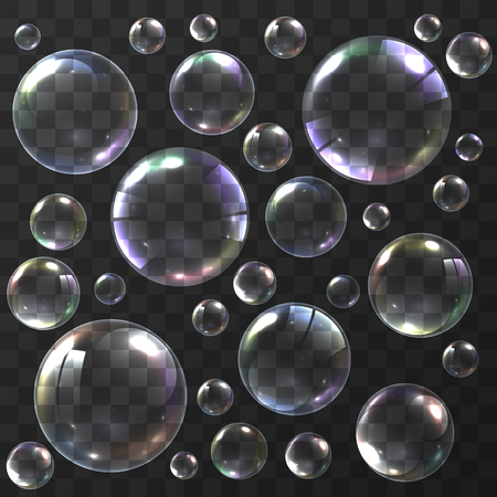 Soap bubbles on a transparent background. Vector illustrationのイラスト素材