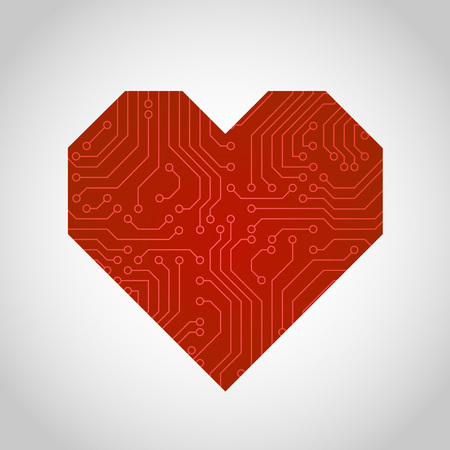 Vector circuit board or microchip heart.のイラスト素材