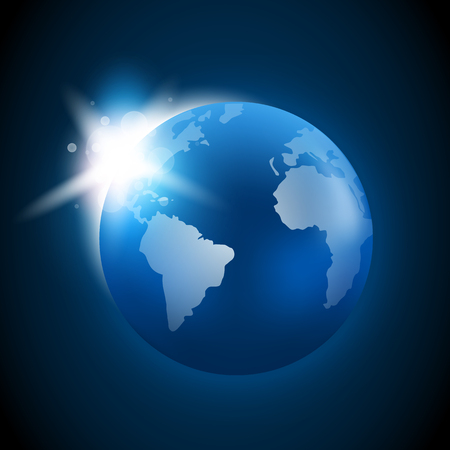 Rising Sun over the Earth planet. Space concept.のイラスト素材