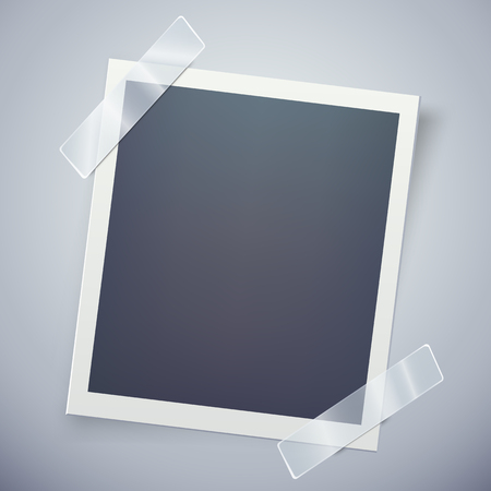 Retro photo frame attached with adhesive tape. Sweet memories concept.のイラスト素材