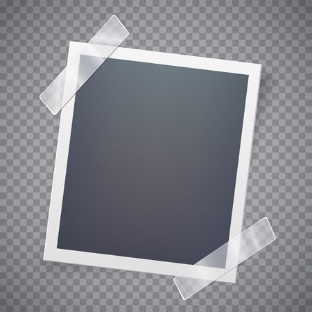 Retro photo frame attached with adhesive tape. Sweet memories concept.のイラスト素材