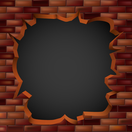 Breaking through a brick wall with a hole.のイラスト素材