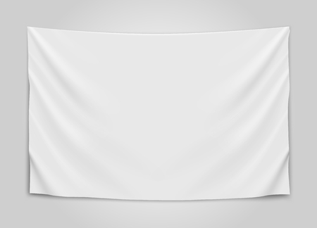 Hanging empty white flag. Blank flag concept.のイラスト素材