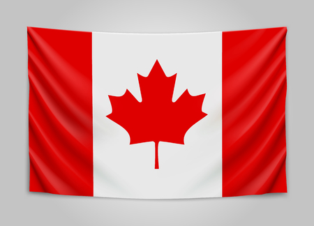 Hanging flag of Canada. Canada. National flag concept.のイラスト素材