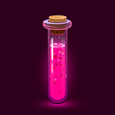 Chemistry glass tube filled with a pink liquid potion. Love potion.のイラスト素材