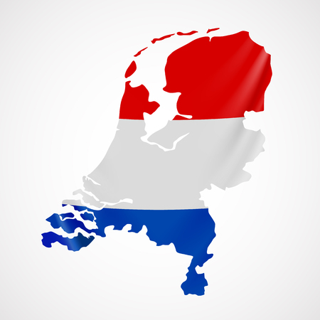 Hanging Netherlands flag in form of map. Netherlands. Holland national flag concept.のイラスト素材