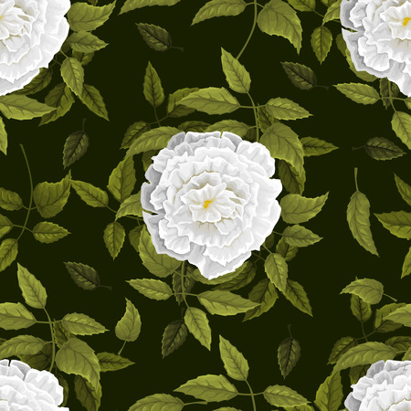 Seamless floral pattern with flowers on dark background. Vector illustration.のイラスト素材