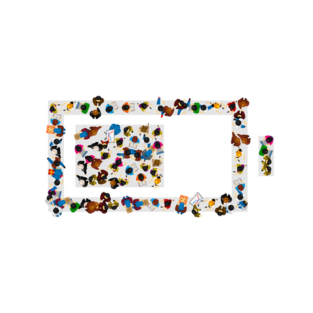 A group of people in a shape of battery icon, isolated on white background. Vector illustrationのイラスト素材